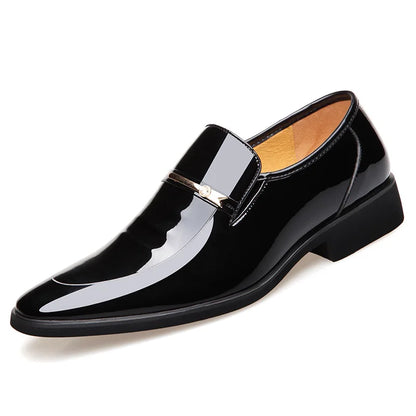 Men's Faux Leather Dress Shoes - Slip-On, Pointed Toe Formal Shoes for Men