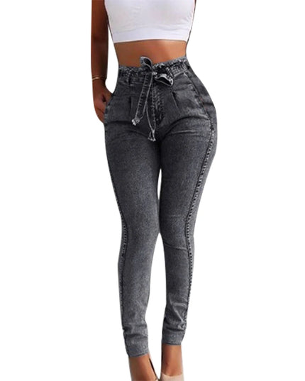 Women’s High-Waisted Stretch Skinny Jeans with Belt