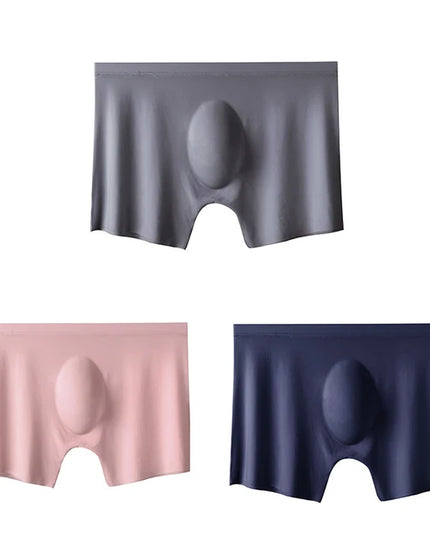 3-pack Men's Ultra-Thin Breathable Seamless Ice Silk Hipster Boxers