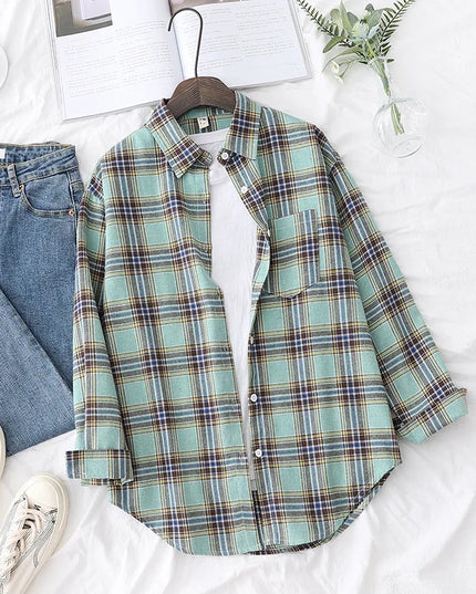 Casual Women's Plaid Shirt - Loose Fit Checkered Top