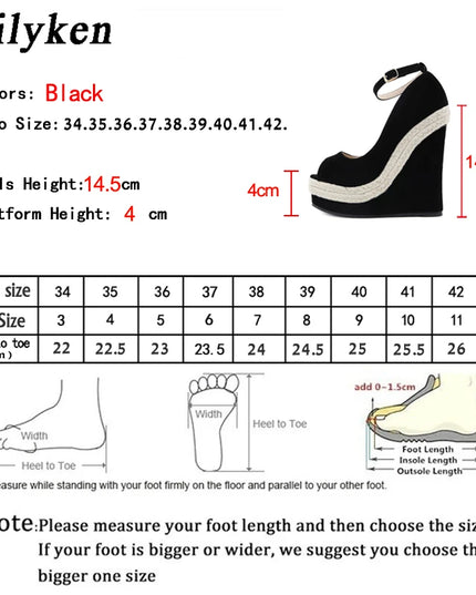 Eilyken Peep Toe Platform Wedges Sandals with Ankle Wrap