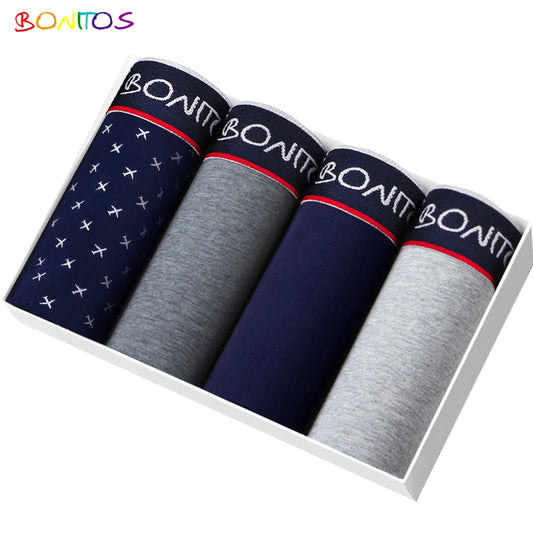 Men's Cotton Boxer Shorts - 4-Pack Comfortable Underwear for All-Day Wear