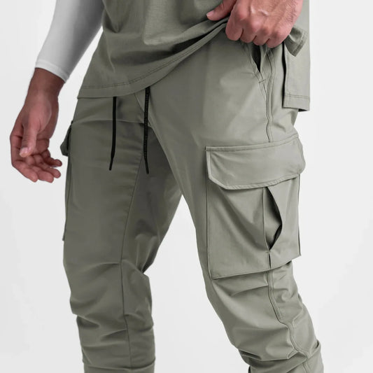 Men's Quick-Dry Thin Cargo Sweatpants with Drawstring And Side Pockets