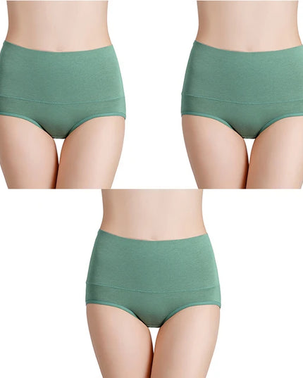 3-Pack Women's Plus Size High-Waist Cotton Breathable Briefs