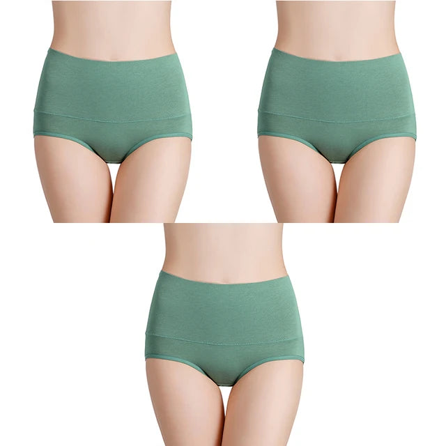 3-Pack Women's Plus Size High-Waist Cotton Breathable Briefs