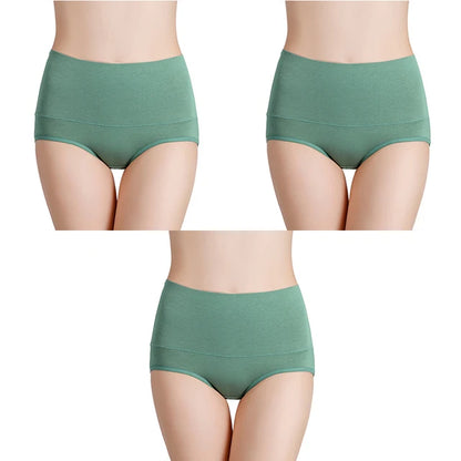3-Pack Women's Plus Size High-Waist Cotton Breathable Briefs