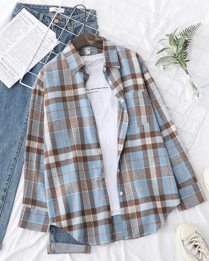 Casual Women's Plaid Shirt - Loose Fit Checkered Top