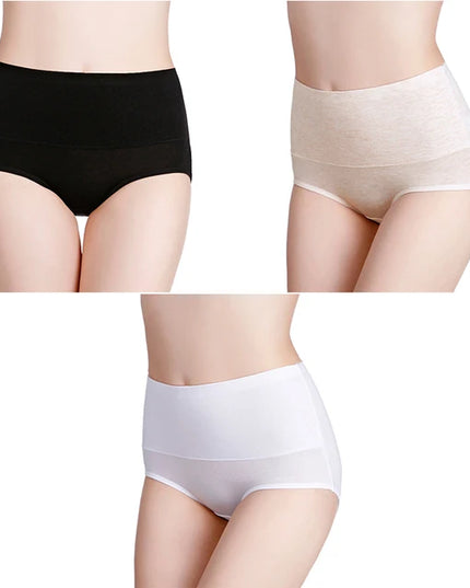 3-Pack Women's Plus Size High-Waist Cotton Breathable Briefs