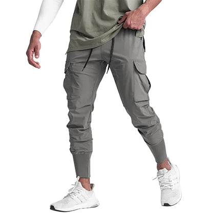 Men's Quick-Dry Thin Cargo Sweatpants with Drawstring And Side Pockets
