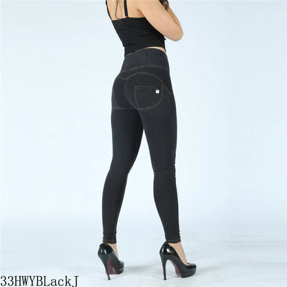 High-Waisted Women's Denim Jeans - Slim Fit Pencil Pants for Women