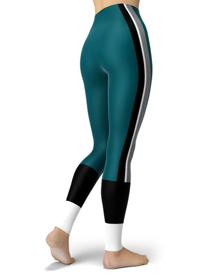 Women’s Striped High-Waist Skinny Leggings with Elastic Waist