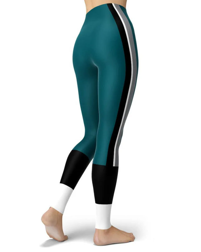 Women’s Striped High-Waist Skinny Leggings with Elastic Waist