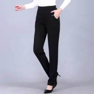 Women's High-Waist Elastic Straight Trousers - Comfortable & Stylish Women’s Pants