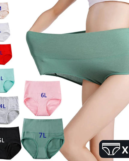 3-Pack Women's Plus Size High-Waist Cotton Breathable Briefs