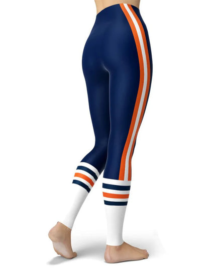 Women’s Striped High-Waist Skinny Leggings with Elastic Waist