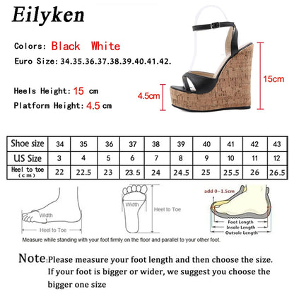 Womens Wedge Heel Sandals- Trendy Platform Design with Buckle