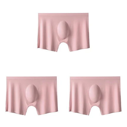 3-pack Men's Ultra-Thin Breathable Seamless Ice Silk Hipster Boxers