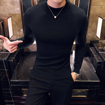 Men's Slim Fit Turtleneck Knit Sweater - Long Sleeve Casual Knitwear for Men
