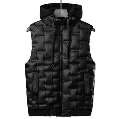 Men's Padded Hooded Vest Jacket: