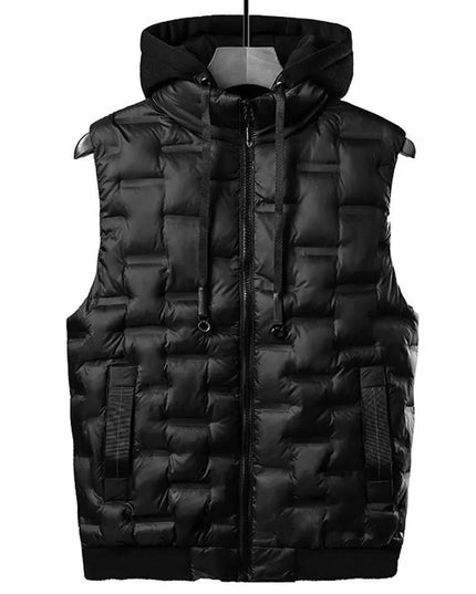 Men's Padded Hooded Vest Jacket: