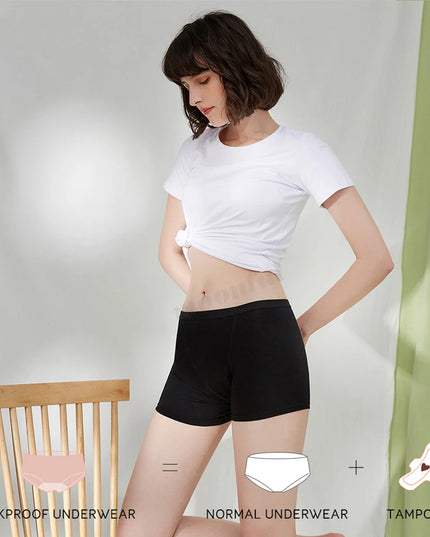 High Waist Absorbent Menstrual Boxer Shorts for Women - Heavy Flow Period Panties