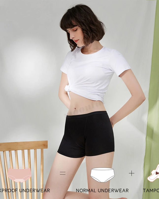 High Waist Absorbent Menstrual Boxer Shorts for Women - Heavy Flow Period Panties