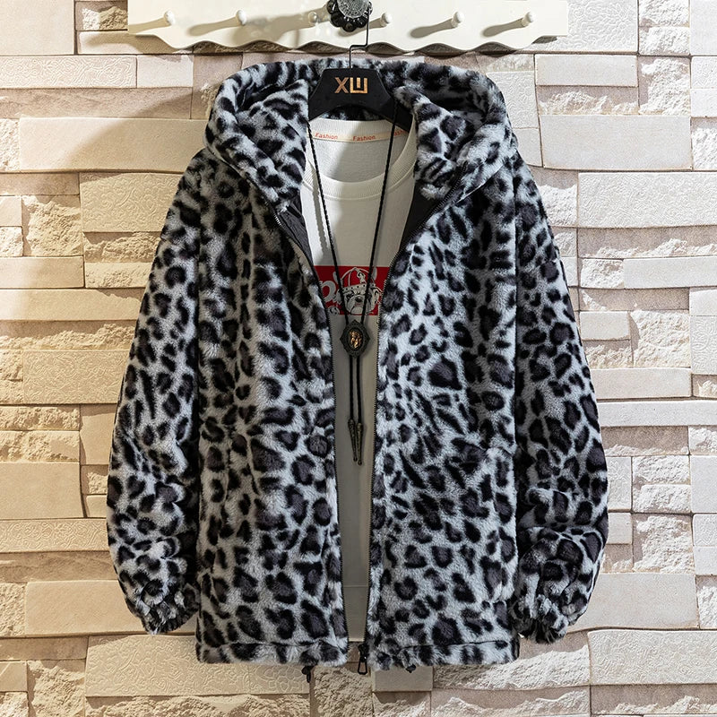Unisex Leopard Printed Cotton Hooded Jacket