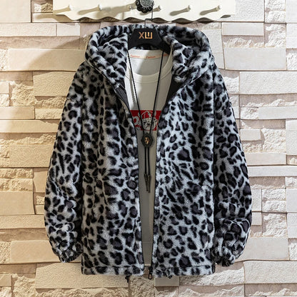 Unisex Leopard Printed Cotton Hooded Jacket
