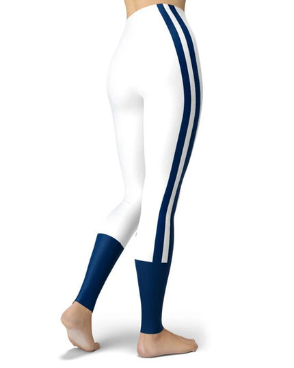 Women’s Striped High-Waist Skinny Leggings with Elastic Waist