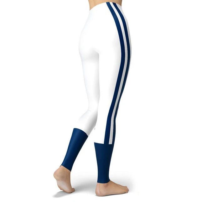 Women’s Striped High-Waist Skinny Leggings with Elastic Waist