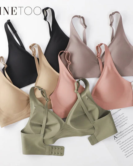 FINETOO Women's Soft Wireless Deep V Padded Bra