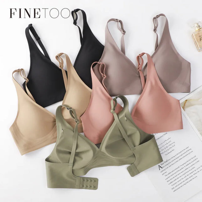FINETOO Women's Soft Wireless Deep V Padded Bra
