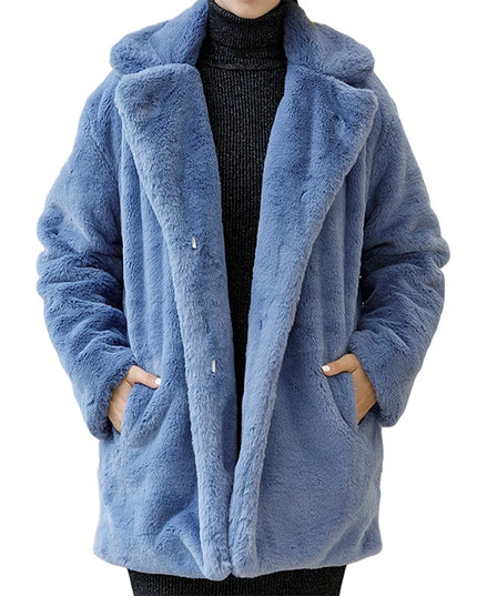 Women's Faux Fur Coat - Warm & Thick Lapel Winter Coat