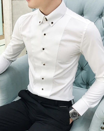 Luxury Men's Long Sleeve Shirt - Elegant Slim Fit Dress Shirts for Men