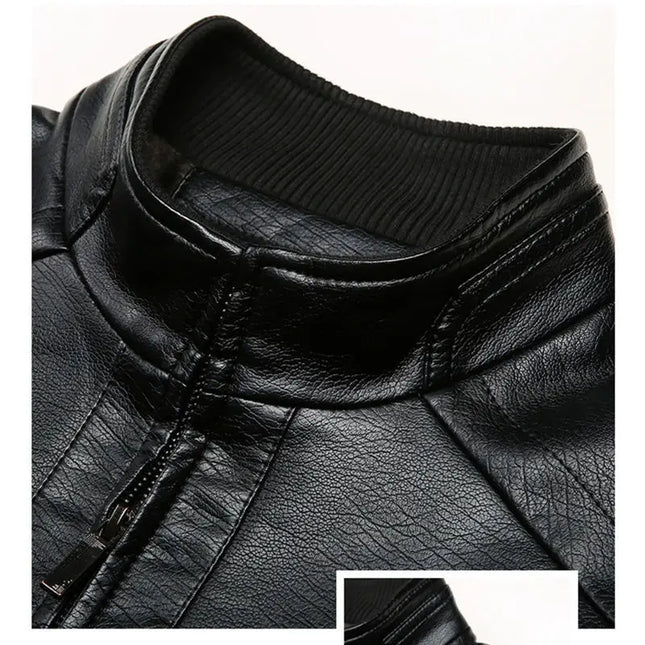 Men's Slim Fit Faux Leather Jacket - Stylish and Durable Men's Leather Jacket