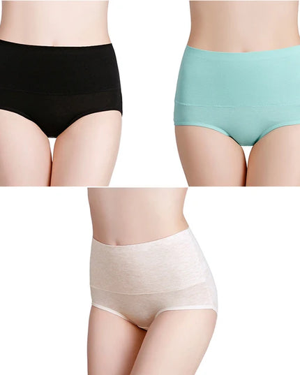 3-Pack Women's Plus Size High-Waist Cotton Breathable Briefs