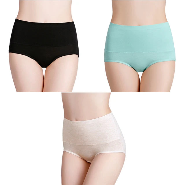 3-Pack Women's Plus Size High-Waist Cotton Breathable Briefs