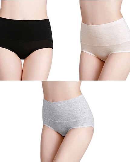 3-Pack Women's Plus Size High-Waist Cotton Breathable Briefs