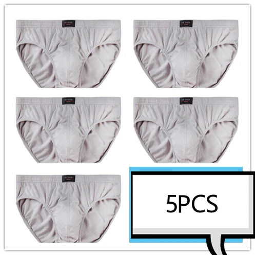 5-Pack 100% Cotton Men's Comfortable Briefs - Various Colors