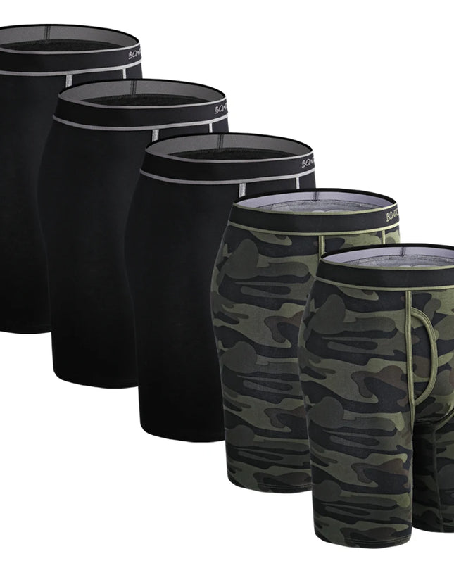 5 Pack Men's Cotton Boxer Shorts – Comfortable Breathable Men's Underwear Set