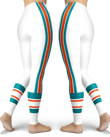 Women’s Striped High-Waist Skinny Leggings with Elastic Waist