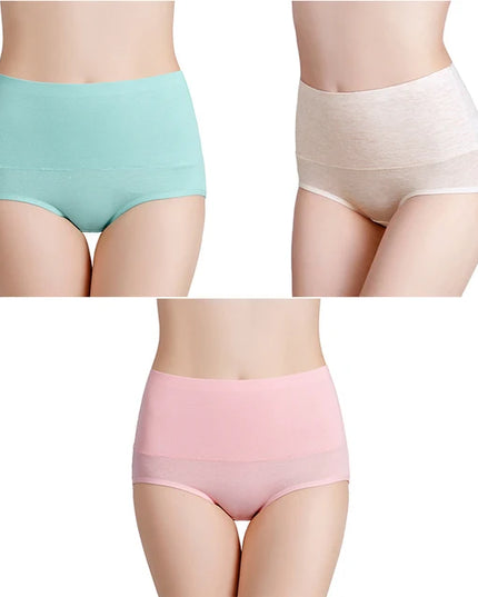 3-Pack Women's Plus Size High-Waist Cotton Breathable Briefs