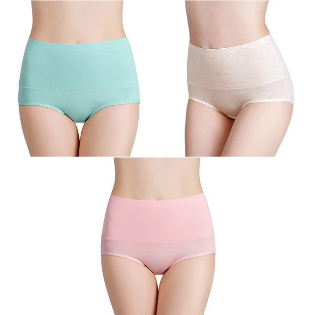 3-Pack Women's Plus Size High-Waist Cotton Breathable Briefs