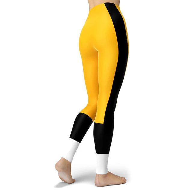 Women’s Striped High-Waist Skinny Leggings with Elastic Waist