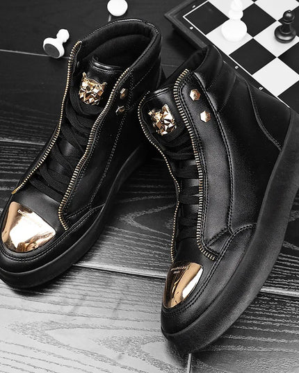Men's Zippered High Top Sneakers - Various Colors