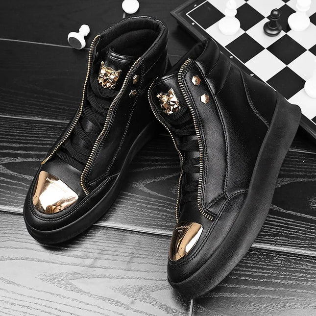 Men's Zippered High Top Sneakers - Various Colors