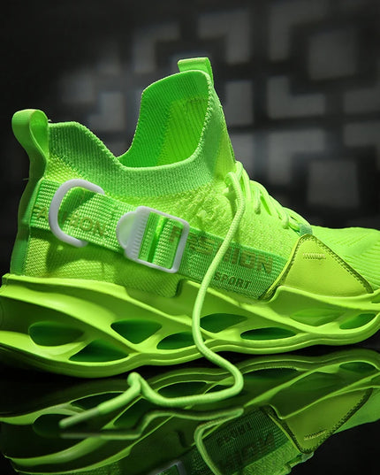 Men's Lightweight Fluorescent Running Sneakers - Breathable, Comfortable, Non-Slip