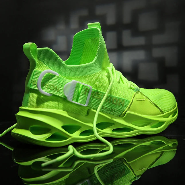 Men's Lightweight Fluorescent Running Sneakers - Breathable, Comfortable, Non-Slip