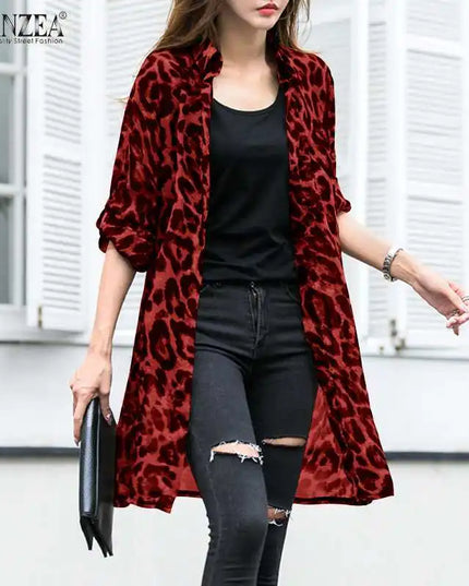 Zanzea Women's Casual Leopard Print Cardigan - Various Colors