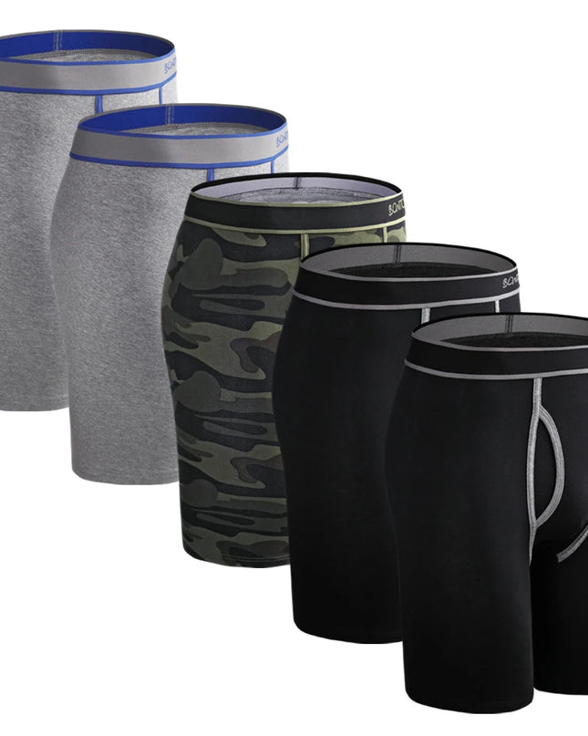 5 Pack Men's Cotton Boxer Shorts – Comfortable Breathable Men's Underwear Set